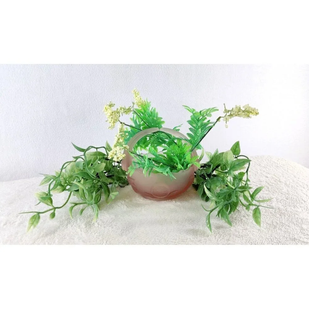 Lenox Imperial Pink Satin Glass Basket Split Handle 5